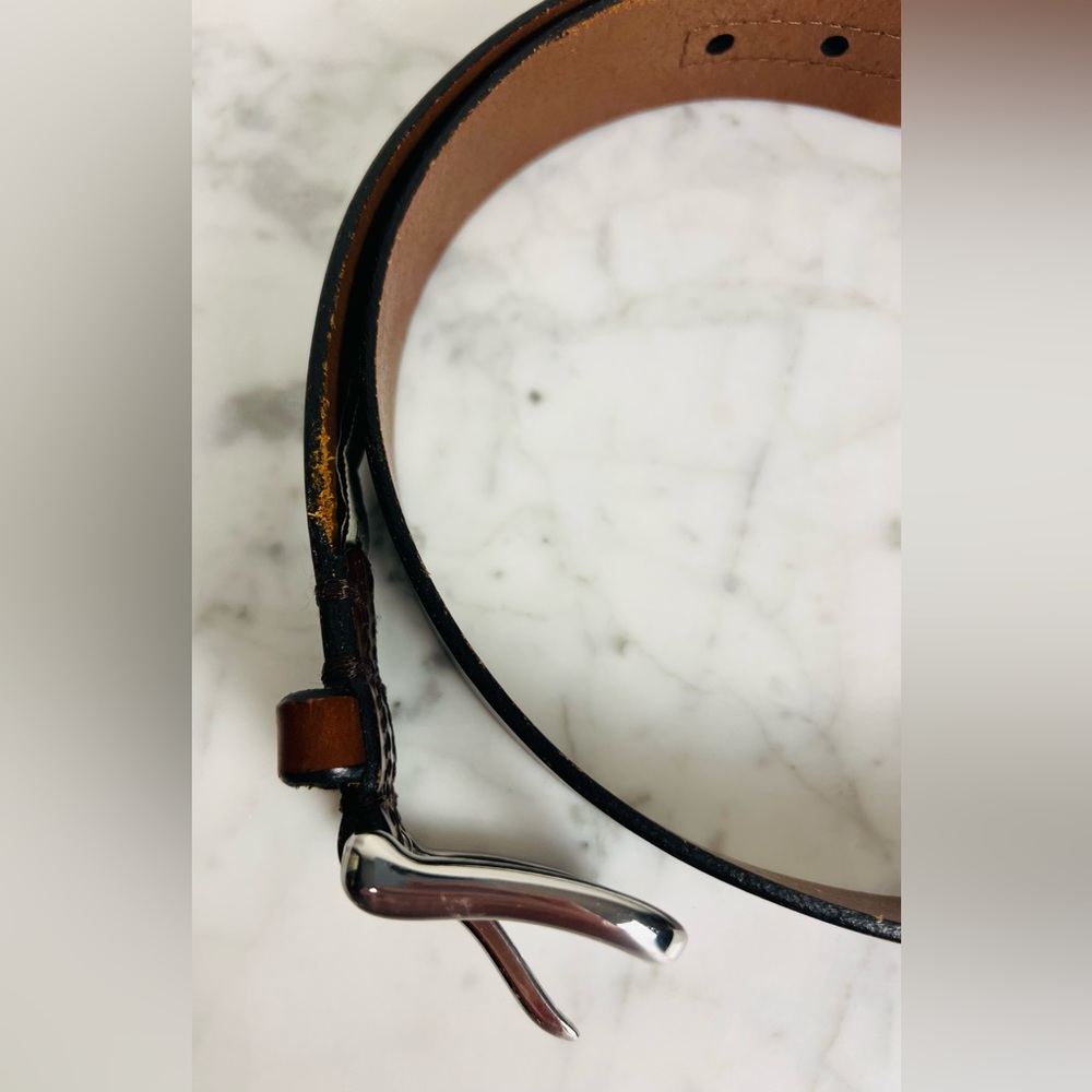 Fossil Genuine Leather Brown Belt | Size 85/34 | Silver Roller Buckle - Picture 5 of 13